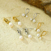 Wholesale Vintage Stainless Steel Knot Pendant Pearl Earrings With Electroplating For Women