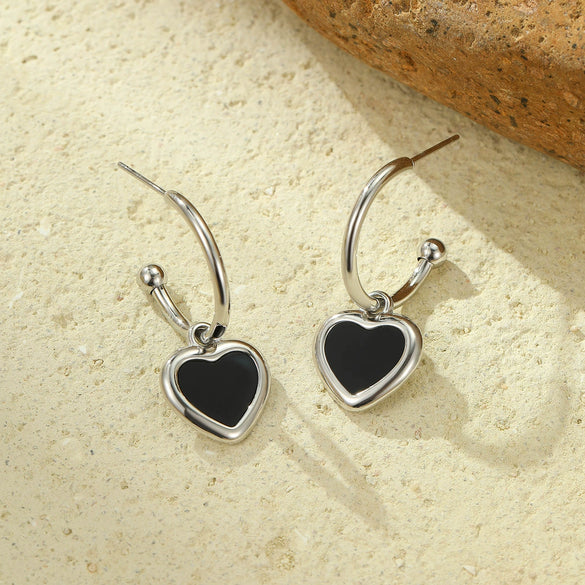 Wholesale Vintage Stainless Steel Love Pendant Earrings With Electroplating For Women