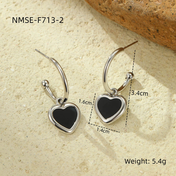 Wholesale Vintage Stainless Steel Love Pendant Earrings With Electroplating For Women