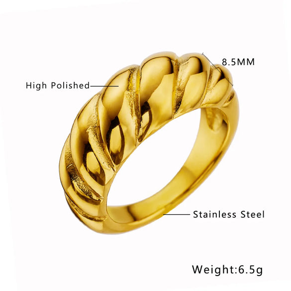 Vintage Style Baroque Style Simple Style Oval Twist Stainless Steel Titanium Steel Inlay Zircon Rings