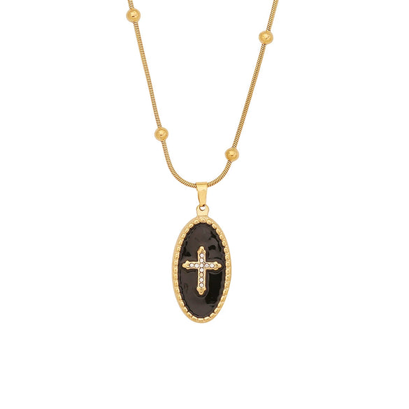 Wholesale Vintage Style Cross Stainless Steel Pendant Necklace