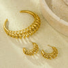 Wholesale Vintage Style Cshaped Springshaped Titanium Steel 18K Goldplated Women's Bracelet And Earrings