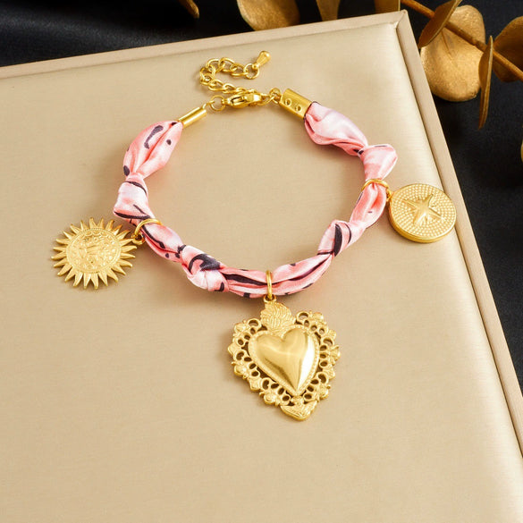 Wholesale Vintage Style Electroplated Stainless Steel Jewelry Set With Heart Water Drop Bell Patterns For Women
