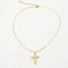 Vintage Style Geometric Cross Stainless Steel Plating Inlay Rhinestones Pearl Zircon 18k Gold Plated Pendant Necklace