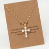 Vintage Style Geometric Cross Stainless Steel Plating Inlay Rhinestones Pearl Zircon 18k Gold Plated Pendant Necklace