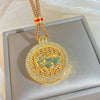 Wholesale Vintage Style Goldplated Brass Round Zodiac Sign Pendant Necklace With Diamonds