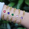 Wholesale Vintage Style Heart Shaped Copper Gold Plated Micro Inlaid Zircon Women's Bracelet