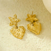 Wholesale Vintage Style Irregular Pleated Starfish Love Earrings Stainless Steel 18K Electroplated