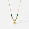 Wholesale Vintage Style Natural Stone Pendant Necklace In 18K Gold Plated Stainless Steel With Geometric Design And Twisted Chain For Women