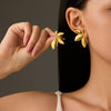 Wholesale Vintage Style Petal Leaf Earrings Stainless Steel 18K Gold Plated