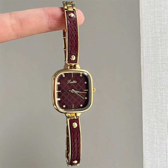 Wholesale Vintage Style Rhombus And Square Shaped Alloy Ladies Watch With Jewelry Buckle And Screwdown Crown