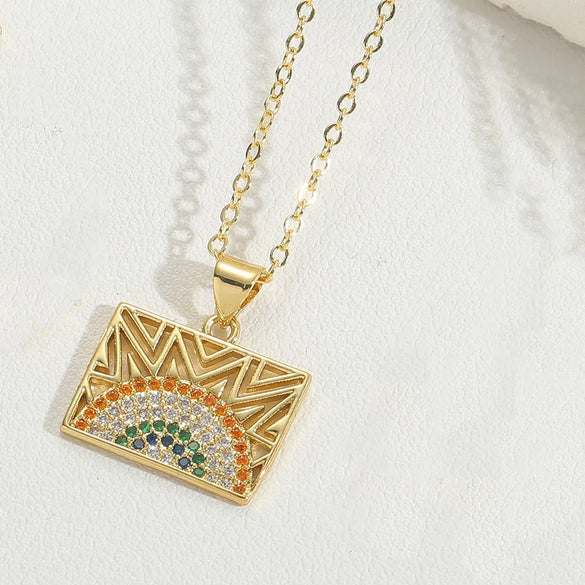 Wholesale Vintage Style Simple Style Commute Butterfly Copper Enamel Inlay 14K Gold Plated Zircon Pendant Necklace