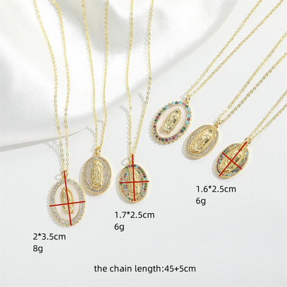 Wholesale Vintage Style Simple Style Round Copper Plating Inlay 14K Gold Plated Zircon Pendant Necklace