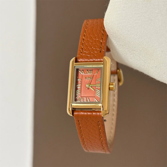 Wholesale Vintage Style Square Dial Women's Watch With Super Fiber Strap And Alloy Case