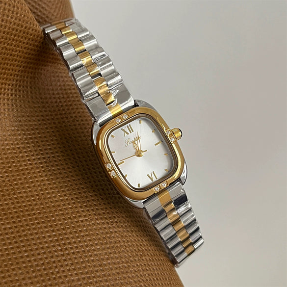 Wholesale Vintage Style Square Quartz Watches For Women With Steel Band And Diamond Encrusted Alloy Case