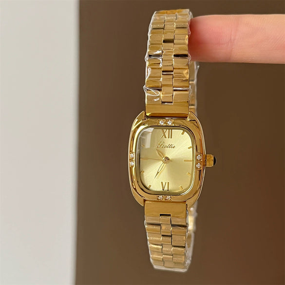 Wholesale Vintage Style Square Quartz Watches For Women With Steel Band And Diamond Encrusted Alloy Case