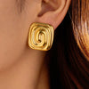Wholesale Vintage Style Square Stainless Steel 18K Gold Electroplated Earrings For Women