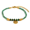 Wholesale Vintage Style Stainless Steel 18K Gold Plated Natural Stone Geometric Palm Coin Pendant Bracelet For Women