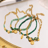 Wholesale Vintage Style Stainless Steel 18K Gold Plated Natural Stone Geometric Palm Coin Pendant Bracelet For Women