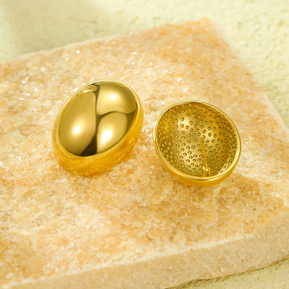 Wholesale Vintage Style Stainless Steel Round Hollow Stud Earrings With Electroplating