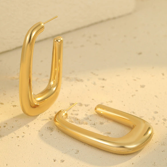Wholesale Vintage Style Ushaped Stainless Steel 18K Gold Plated Electroplated Women's Earrings