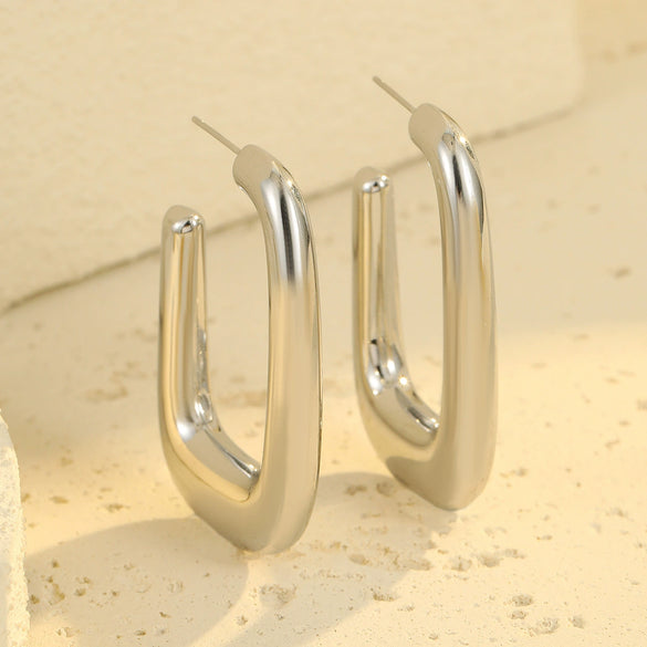 Wholesale Vintage Style Ushaped Stainless Steel 18K Gold Plated Electroplated Women's Earrings