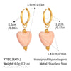 Wholesale Vintage Sweet Pink Geometric Heart Pendant Earrings For Women Stainless Steel Pvd Furnace Vacuum Real Gold Plated