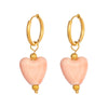 Wholesale Vintage Sweet Pink Geometric Heart Pendant Earrings For Women Stainless Steel Pvd Furnace Vacuum Real Gold Plated