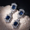 Wholesale Vintage Tassel Sapphire Blue Zircon Earrings Copper Geometric Style