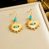 Wholesale Vintage Turquoise Beaded Blue Eye Stainless Steel Goldplated Pendant Jewelry Set For Women