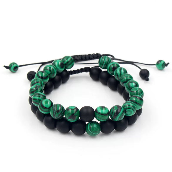 Wholesale Volcanic Stone And Wax Thread Handmade Multilayered Unisex Hiphop Woven Bracelets