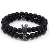 Wholesale Volcanic Stone And Wax Thread Handmade Multilayered Unisex Hiphop Woven Bracelets