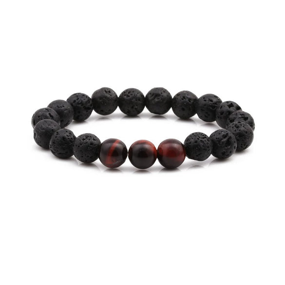 Wholesale Volcanic Stone Beaded Bracelet With Electroplating And Letters Numbers Text Styling