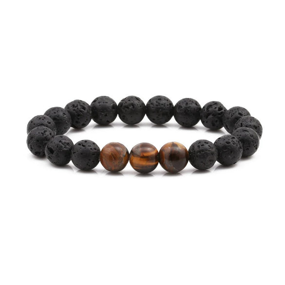Wholesale Volcanic Stone Beaded Bracelet With Electroplating And Letters Numbers Text Styling