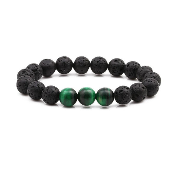 Wholesale Volcanic Stone Beaded Bracelet With Electroplating And Letters Numbers Text Styling