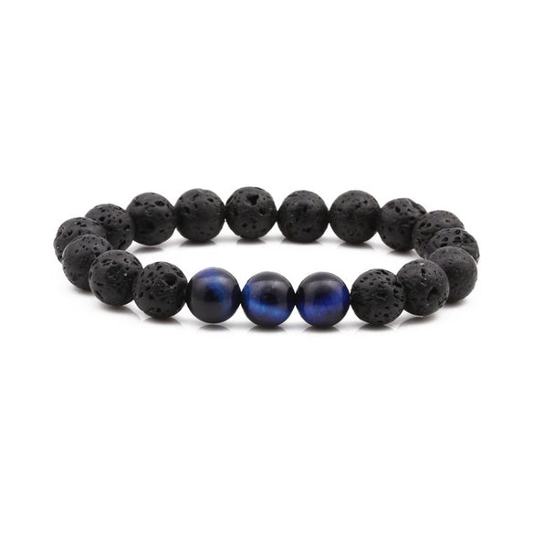 Wholesale Volcanic Stone Beaded Bracelet With Electroplating And Letters Numbers Text Styling