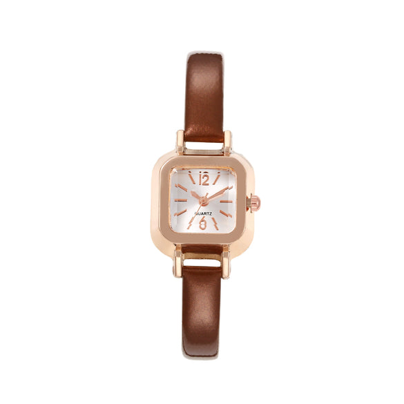 Wholesale Watch Alloy Case Imitation Leather Strap Square Dial Simple Fashionable Preppy Style