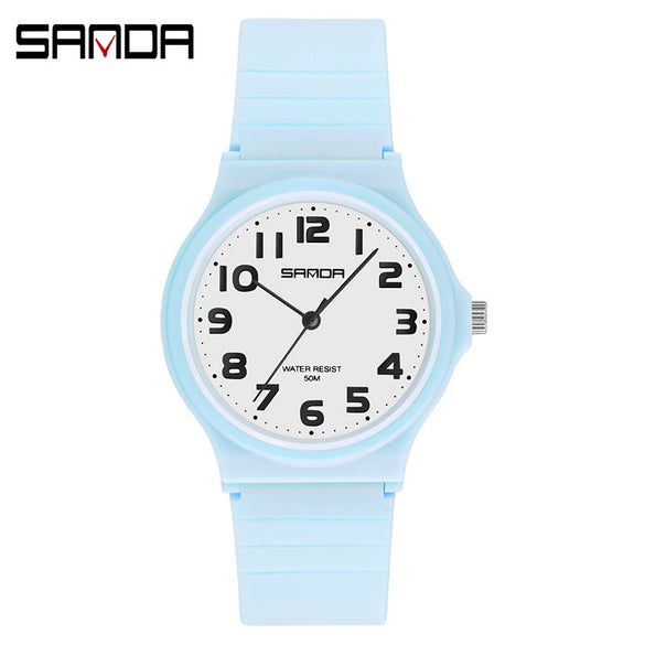 Wholesale Watch Resin Case And Strap Mineral Strengthened Glass Mirror Round Dial For Middle School Girls Leisure Style