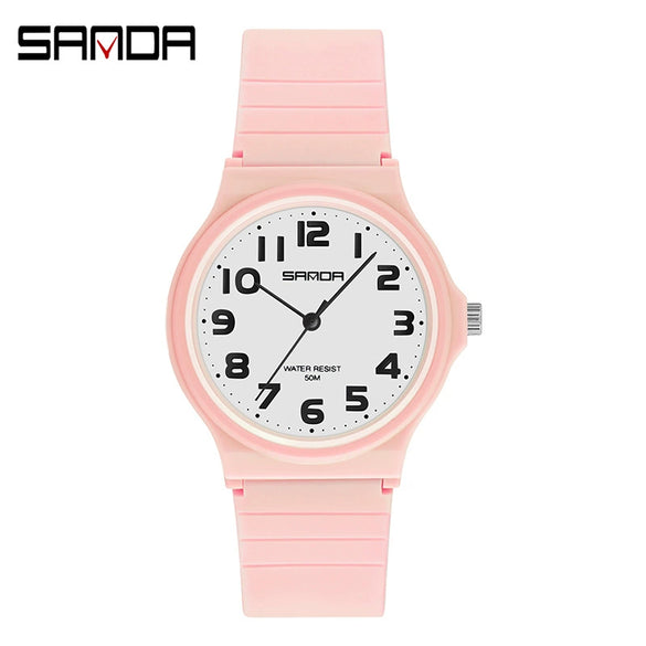 Wholesale Watch Resin Case And Strap Mineral Strengthened Glass Mirror Round Dial For Middle School Girls Leisure Style