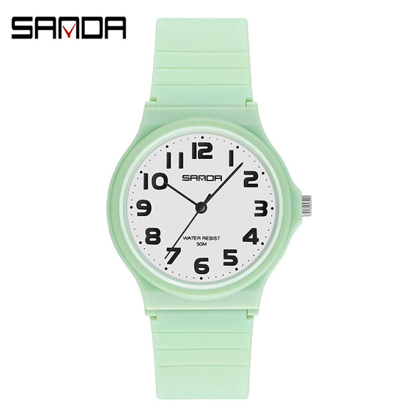 Wholesale Watch Resin Case And Strap Mineral Strengthened Glass Mirror Round Dial For Middle School Girls Leisure Style