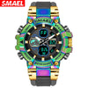 Wholesale Watch Resin Plastic Fashion Geometric Round Dual Movement Cold Light Display Outdoor Sports Alarm Clock