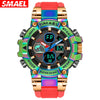 Wholesale Watch Resin Plastic Fashion Geometric Round Dual Movement Cold Light Display Outdoor Sports Alarm Clock