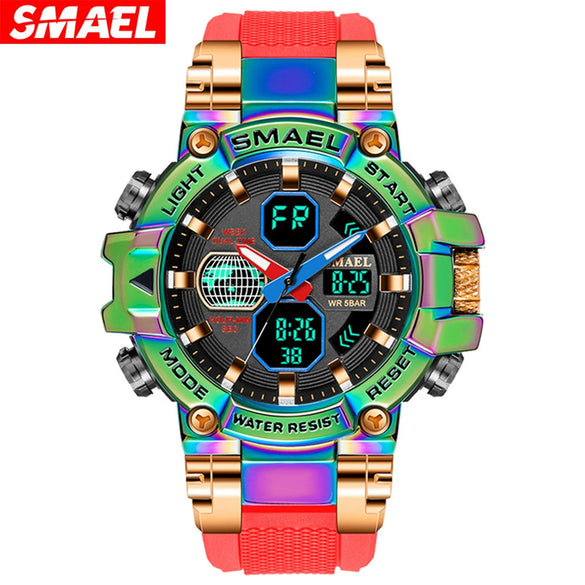 Wholesale Watch Resin Plastic Fashion Geometric Round Dual Movement Cold Light Display Outdoor Sports Alarm Clock