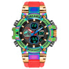 Wholesale Watch Resin Plastic Fashion Geometric Round Dual Movement Cold Light Display Outdoor Sports Alarm Clock