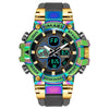 Wholesale Watch Resin Plastic Fashion Geometric Round Dual Movement Cold Light Display Outdoor Sports Alarm Clock