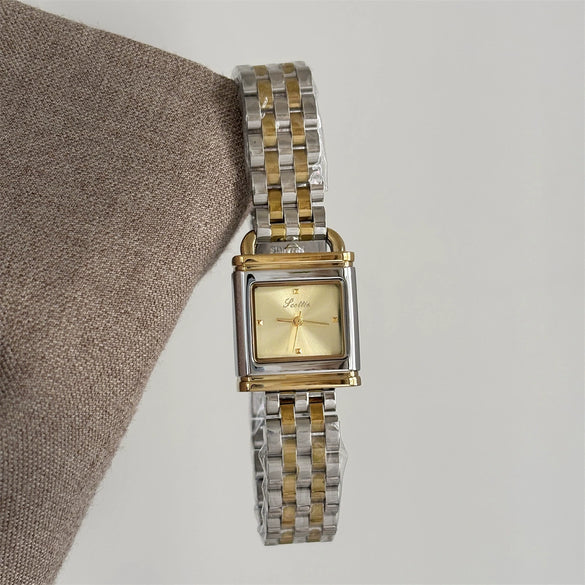 Wholesale Watch Retro Vintage Style Square Steel Band Gold Lock