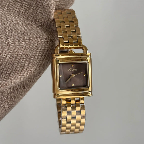 Wholesale Watch Retro Vintage Style Square Steel Band Gold Lock