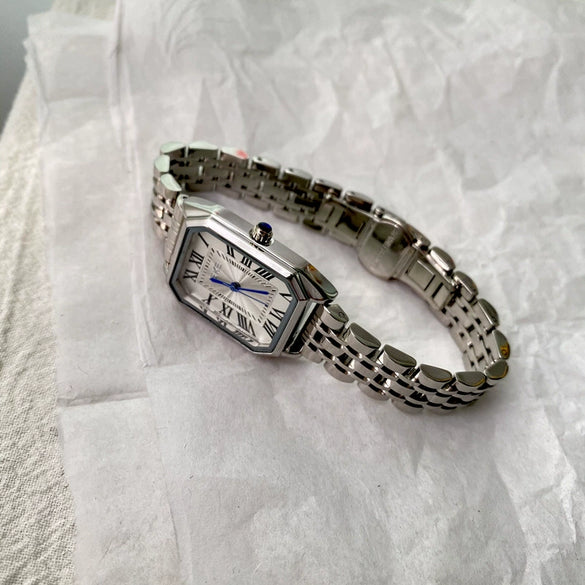Wholesale Watch Silver Square Retro Style Alloy Case Stainless Steel Band