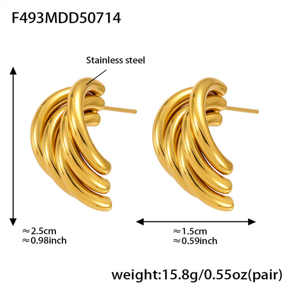 Wholesale Water Drop Color Matching Geometric Stainless Steel Earrings With Electroplating For Women