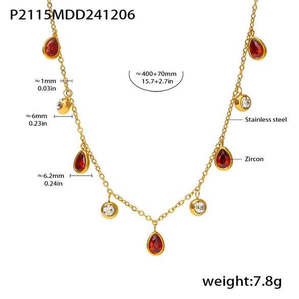 Wholesale Water Drop Zircon Clavicle Necklace In Stainless Steel With Geometric Pattern And Electroplating For Women
